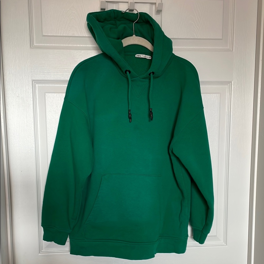 ZARA Green Hoodie XS Sweatshirt Longsleeve